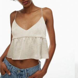 Aritzia Lover Satin Cami Tank - Light Birch